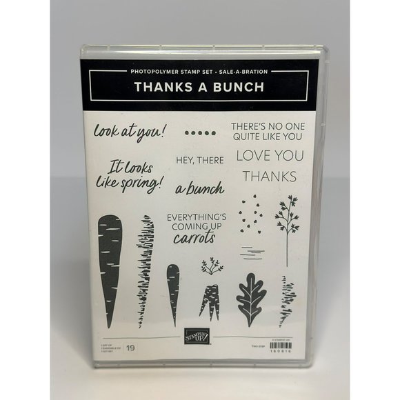 Pre-Used Stampin’ Up! Sale-A-Bration “Thanks A Bunch” Set of 18 Photopolymer - Picture 1 of 9